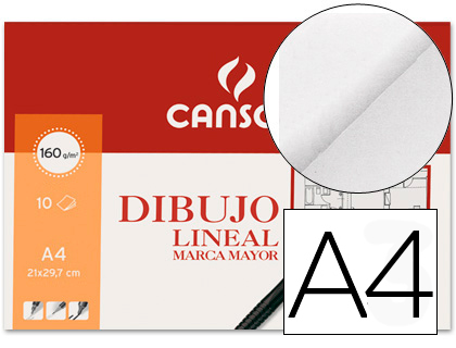 10h papel dibujo Canson Marca mayor A4 160g/m² sin recuadro